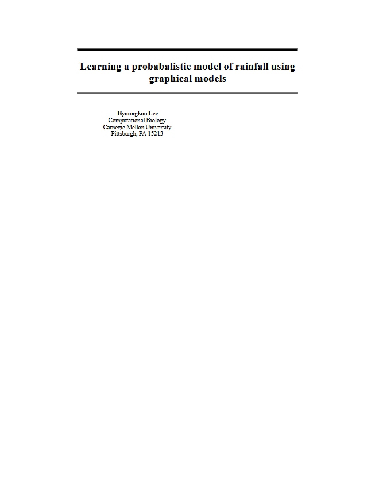Graphical Models for Probabilistic Rainfall Learning