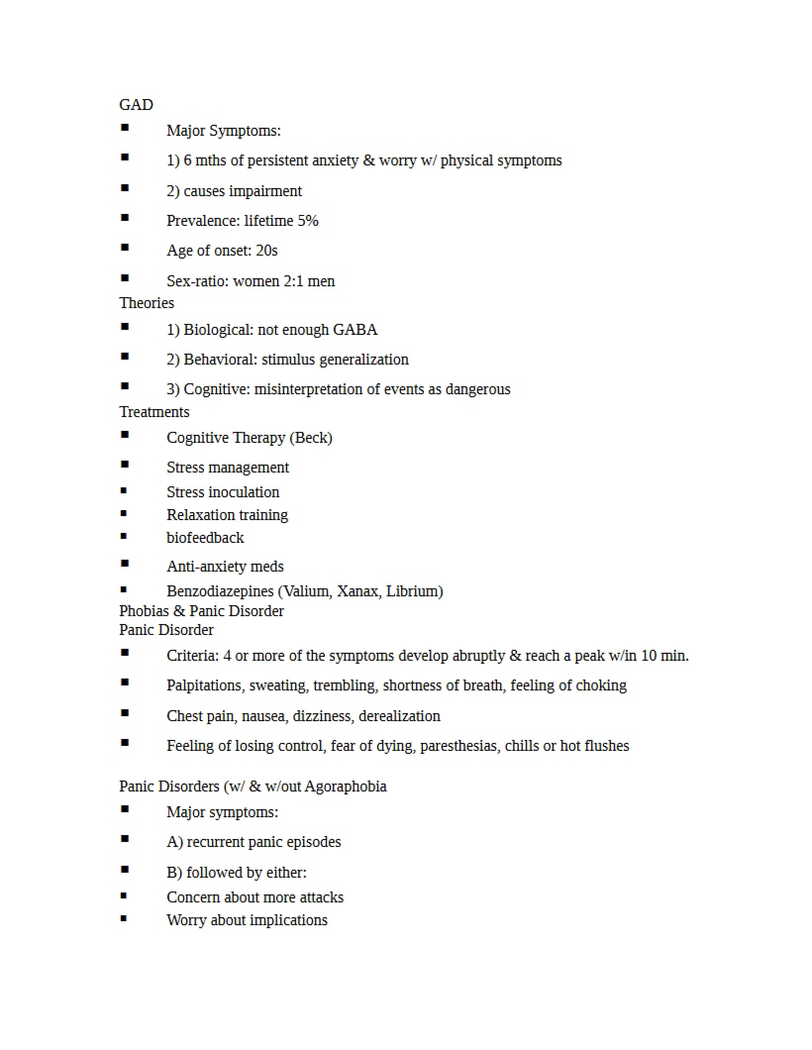 Disorders of Anxiety