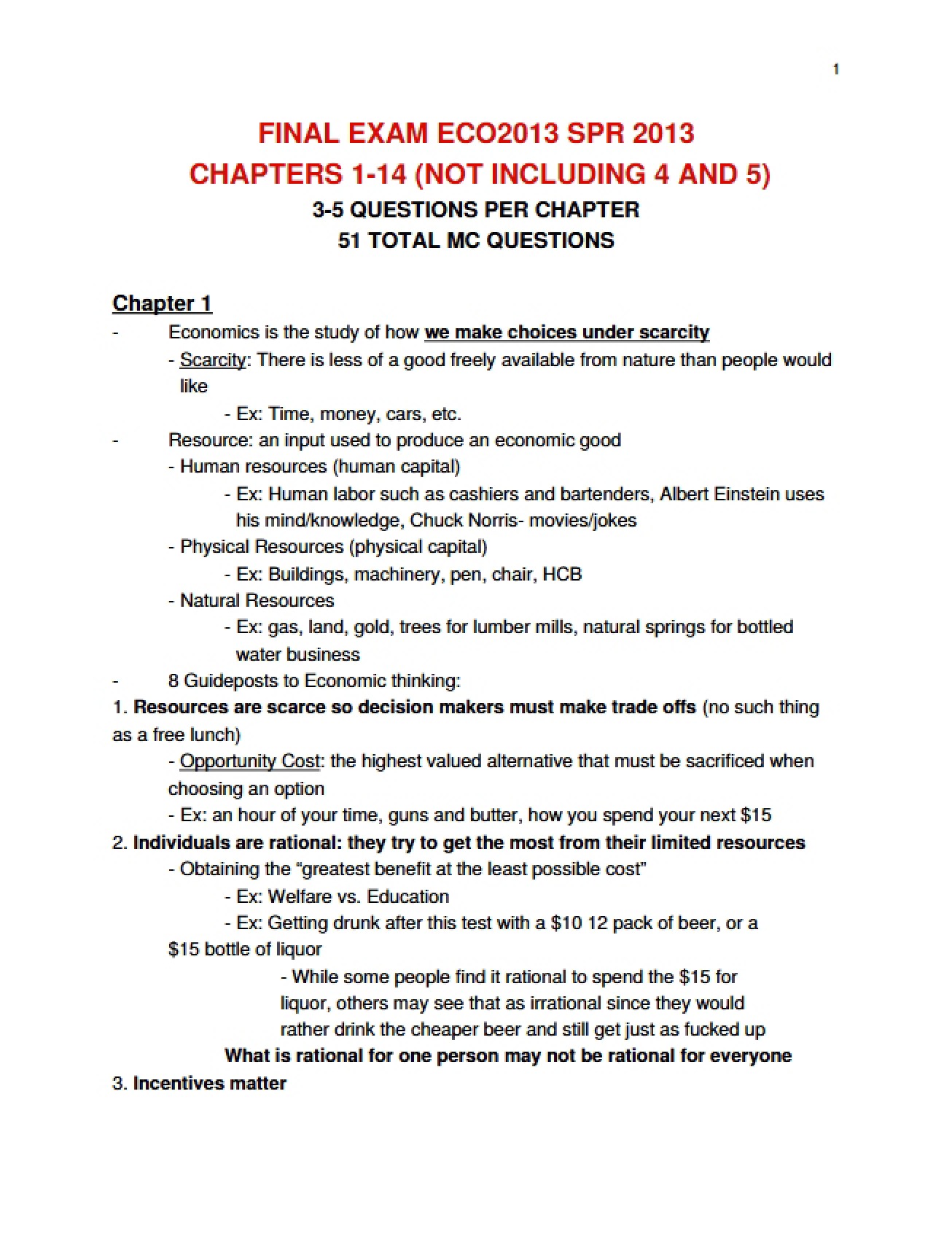 Final Microeconomics Examination