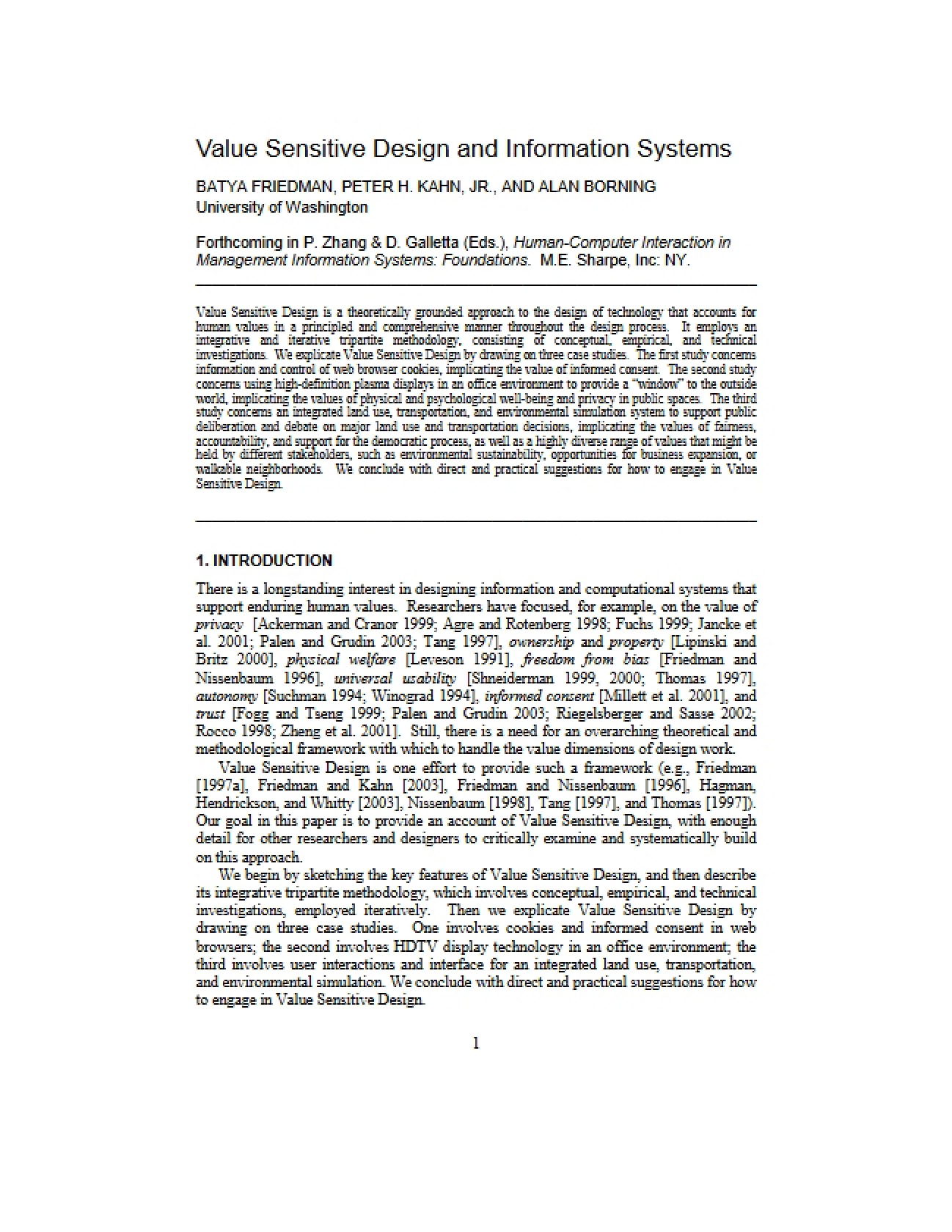 VSD Principles in Information Systems