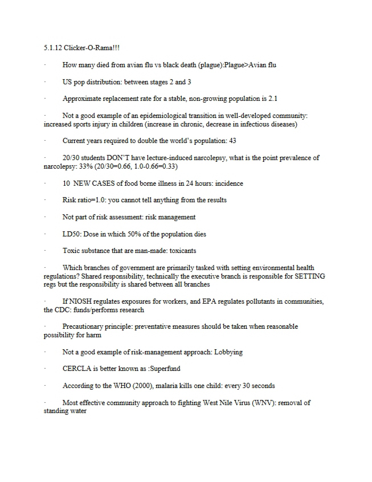Environmental Health Sciences Notes
