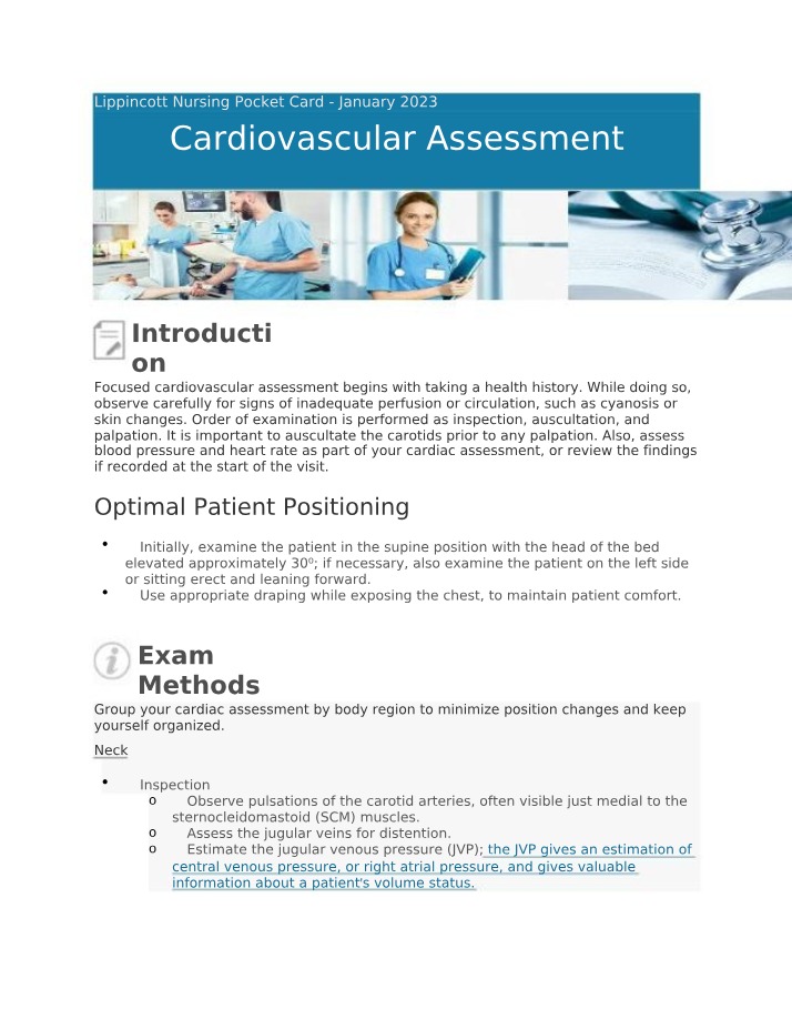 Cardiovascular Study Tips
