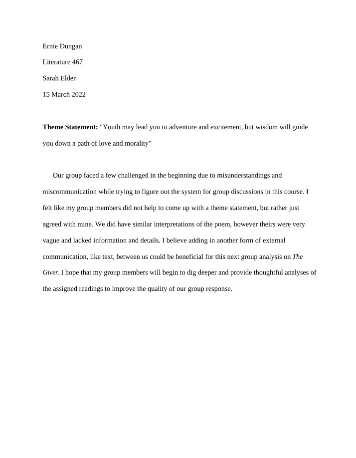 Youth, Wisdom, and Love - Themes in Literature