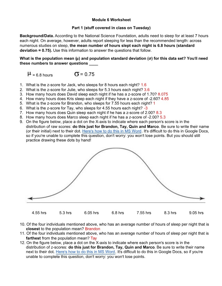 Worksheet for Module 6
