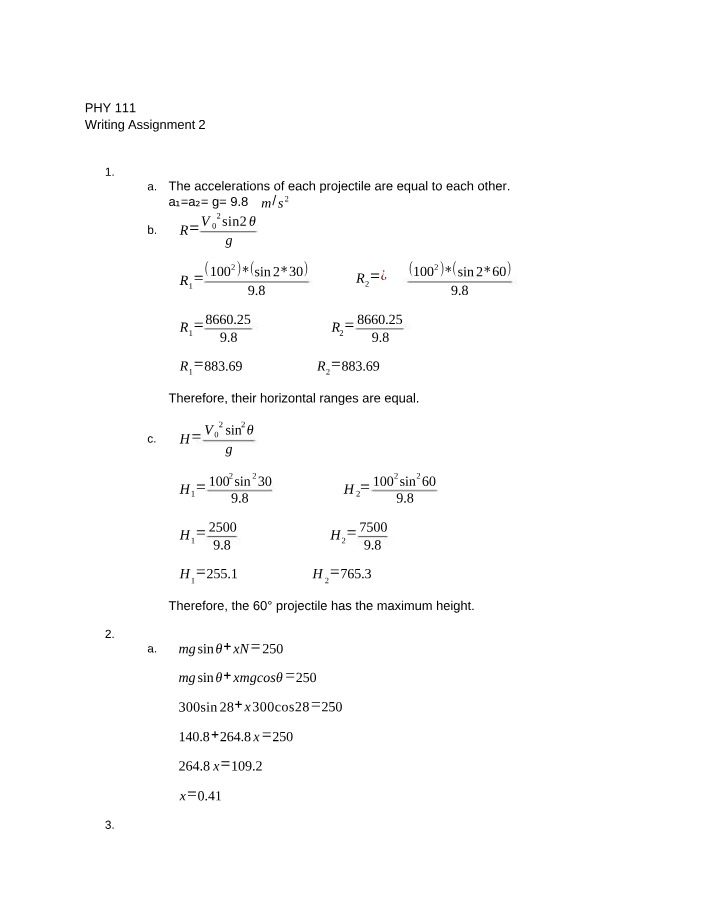 PHYS111 - Writing Assignment 2
