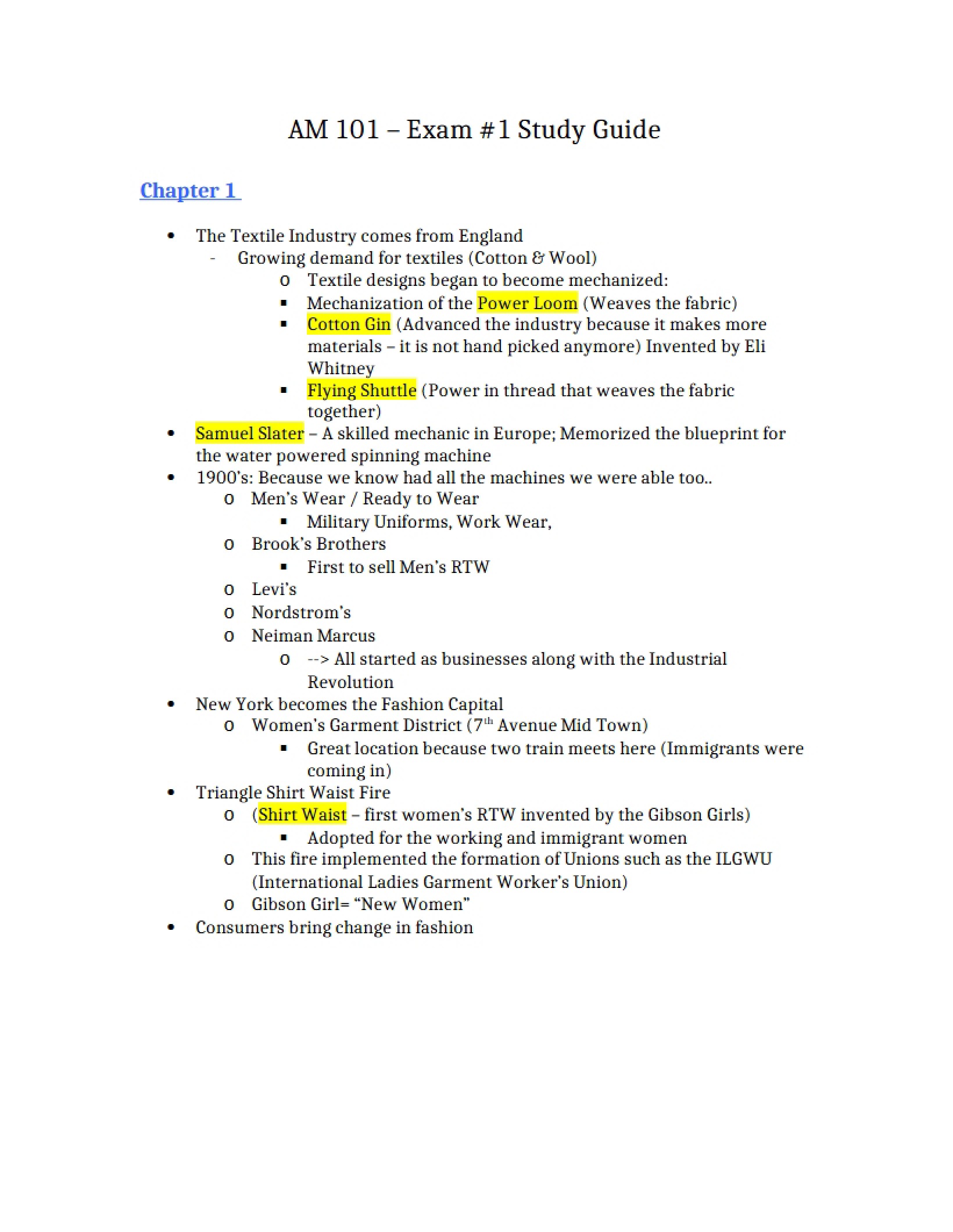 Study Guide for First Exam