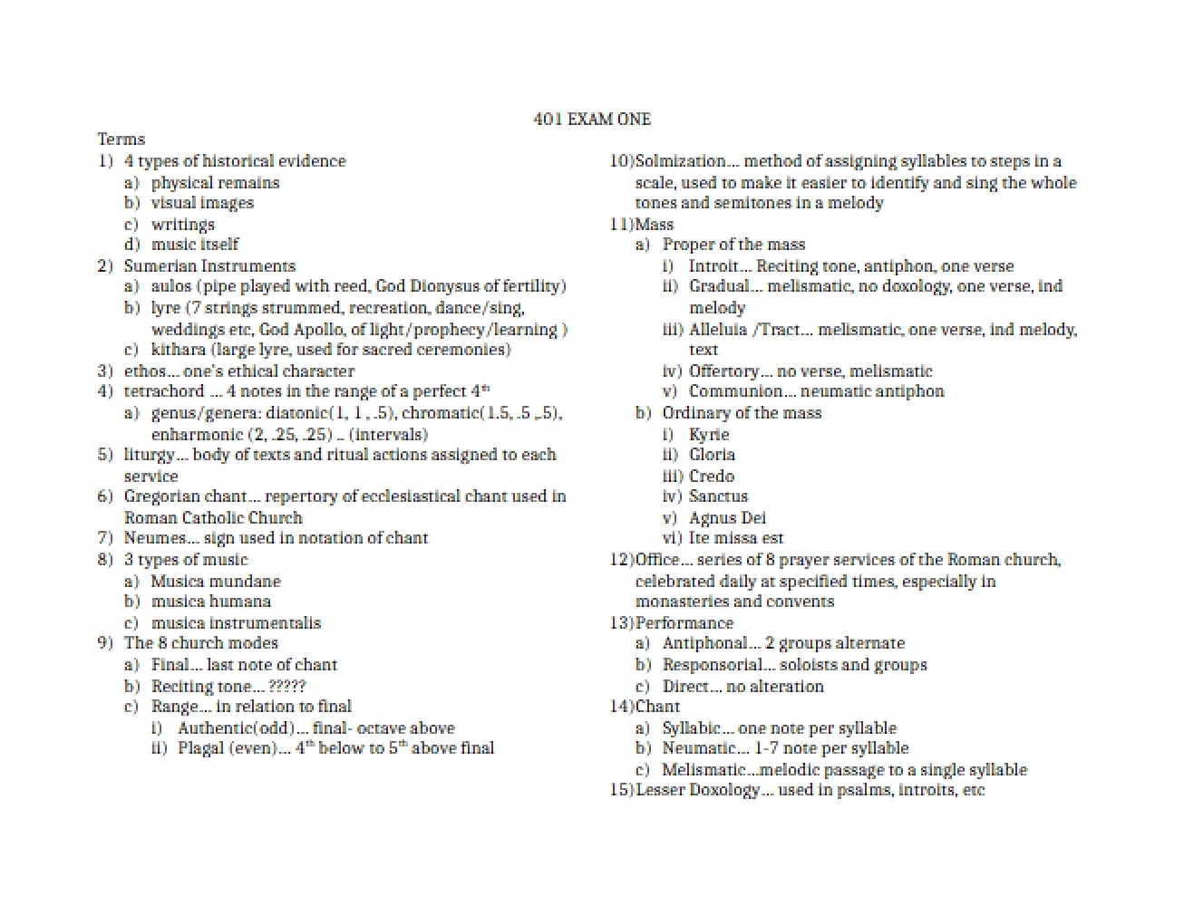 Exam 1 for M401