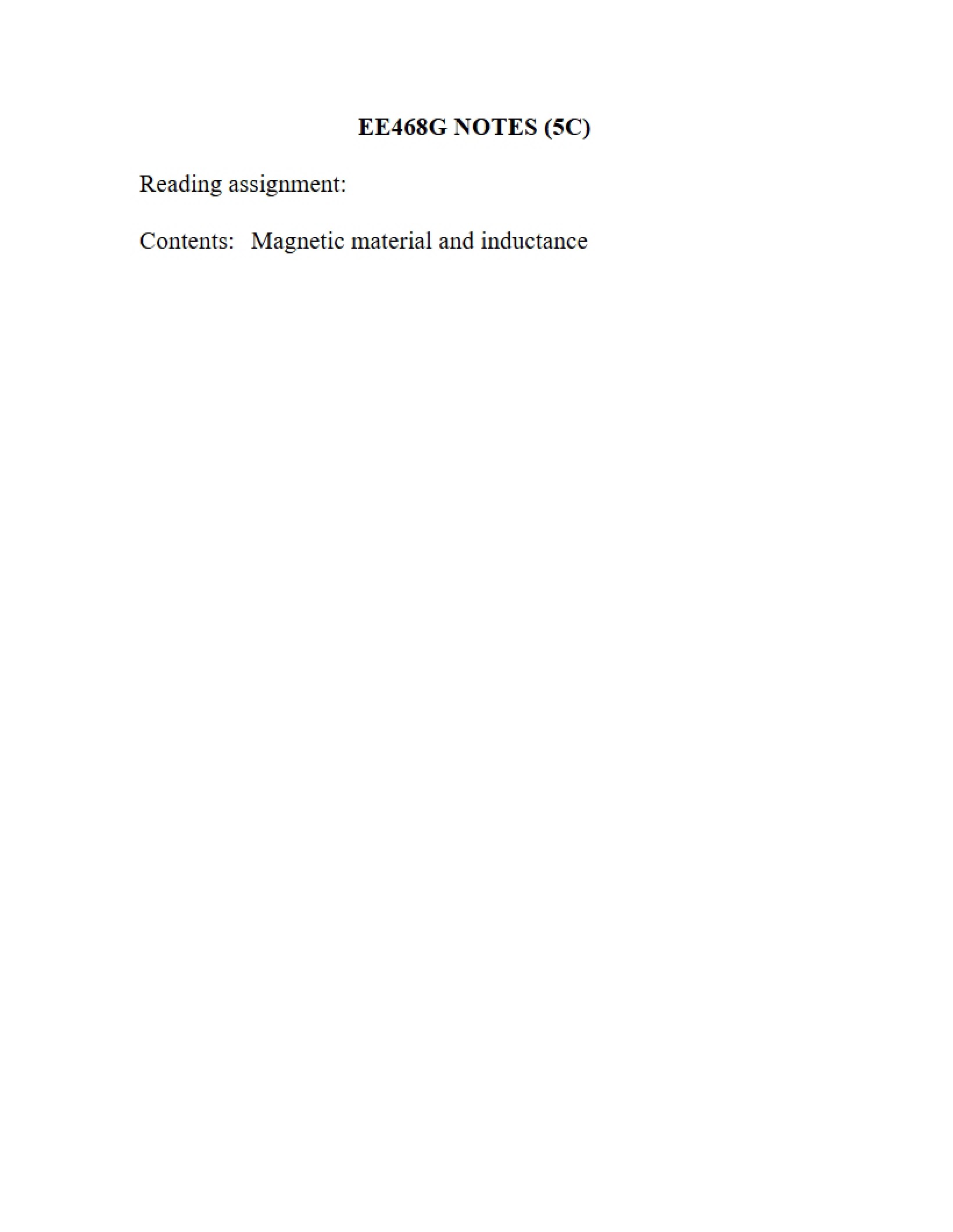 Reading Assignments for Electromagnetics