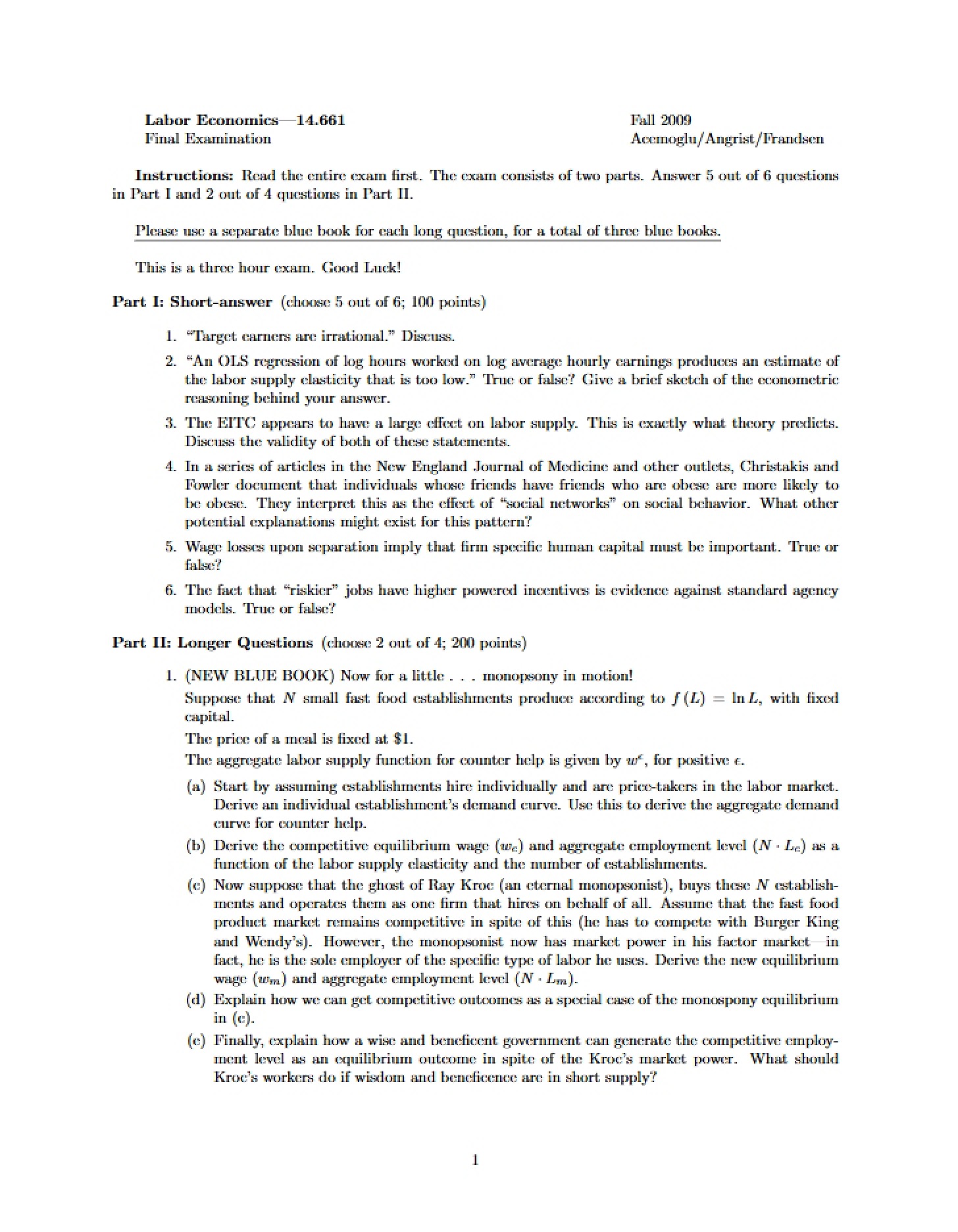 Labor Economics Course Material