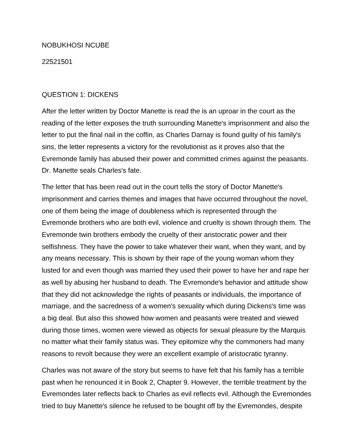 Analysis of the Dickens Court Case