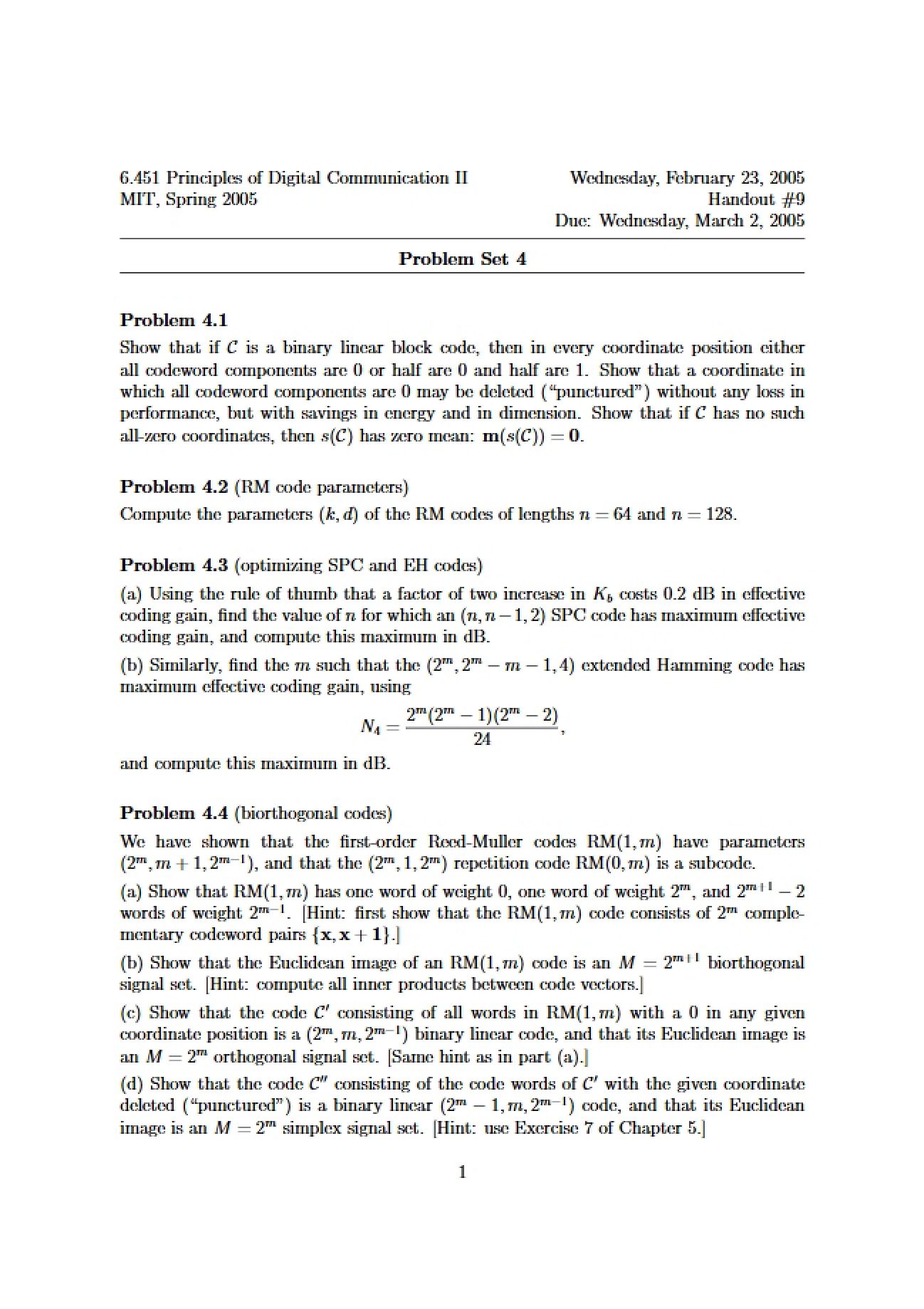 Fourth Problem Set