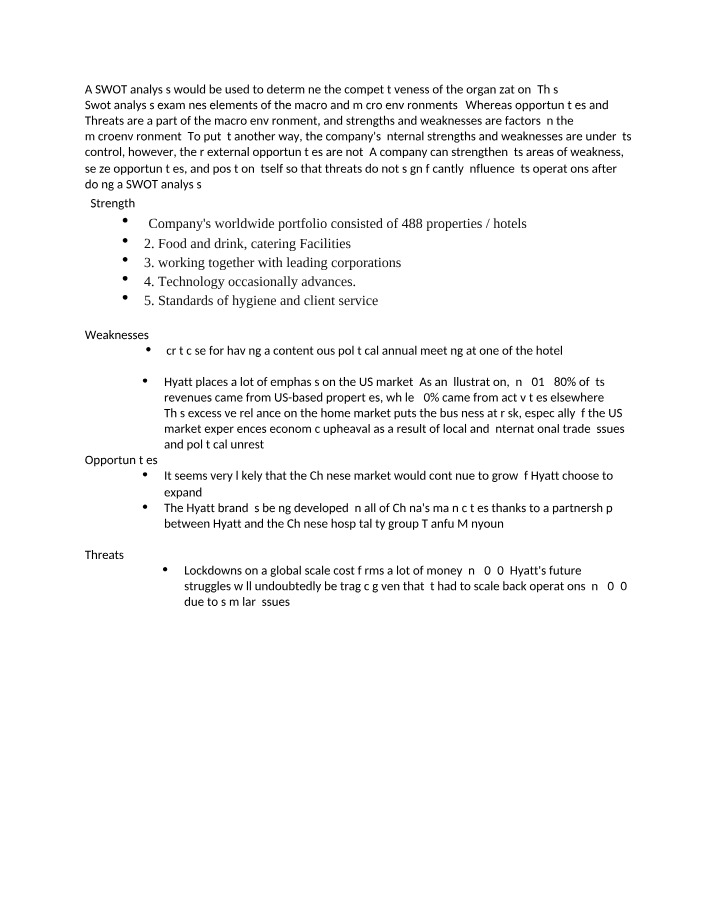 Hyatt SWOT Analysis
