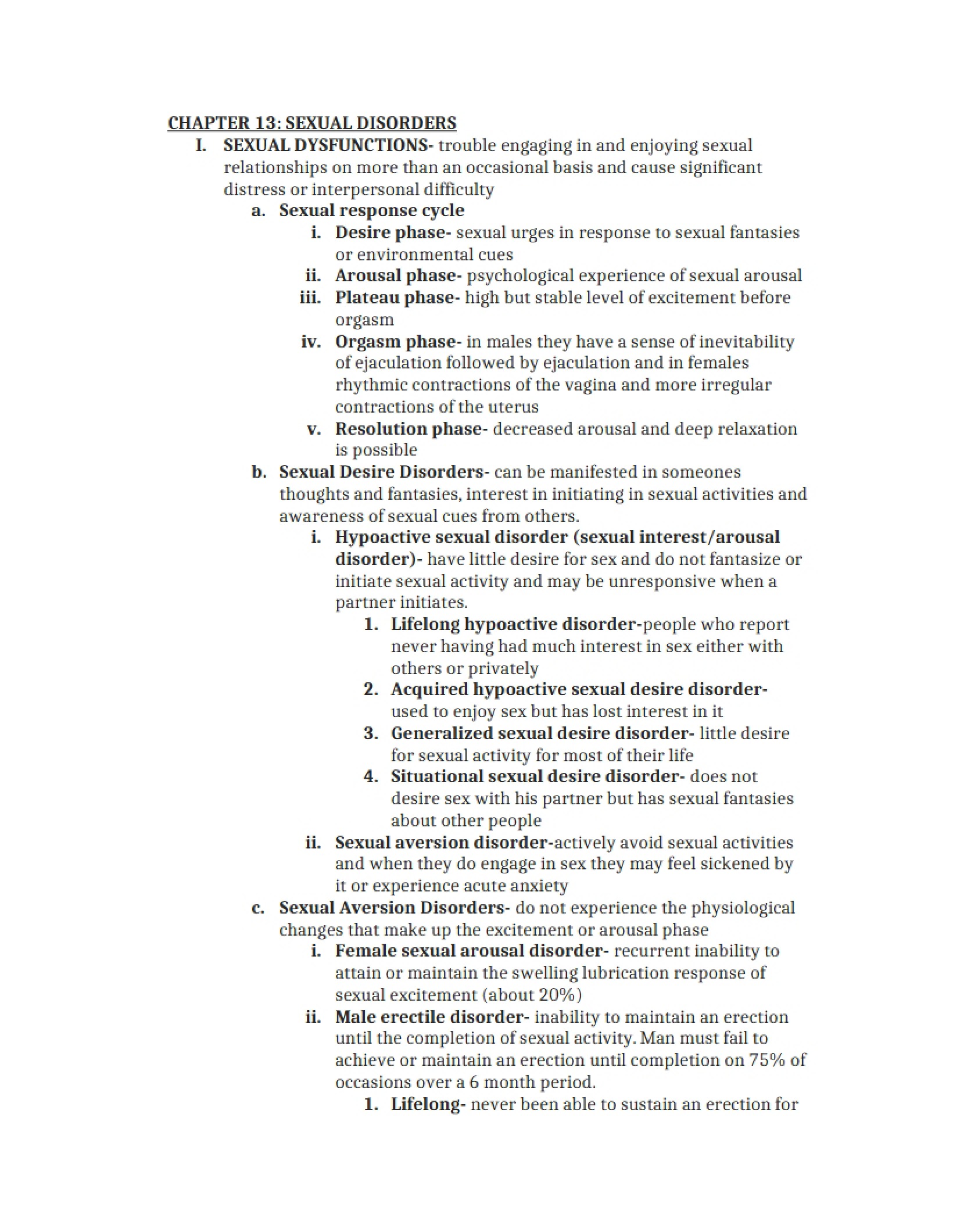Disorders of Sexuality (Ch 13)