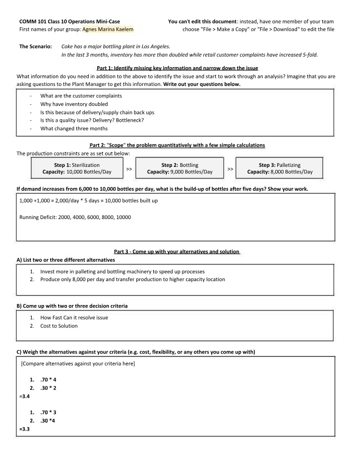 Identifying and Resolving Production Issues at a Coke Bottler