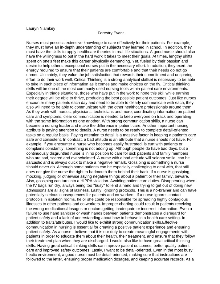 Critical Thinking - Key Attributes of Exceptional Nurses