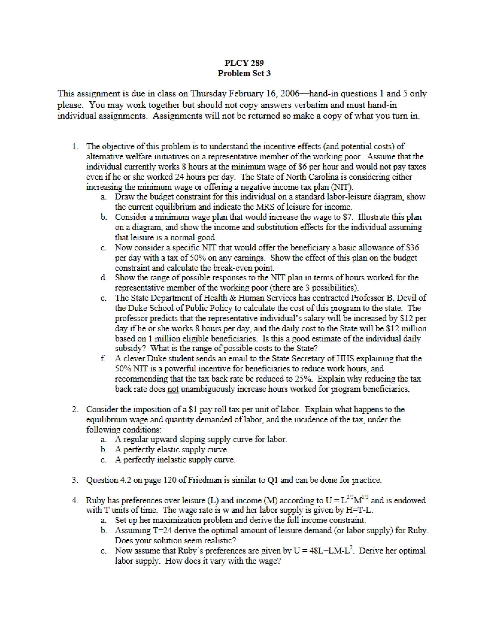Problem Set Three