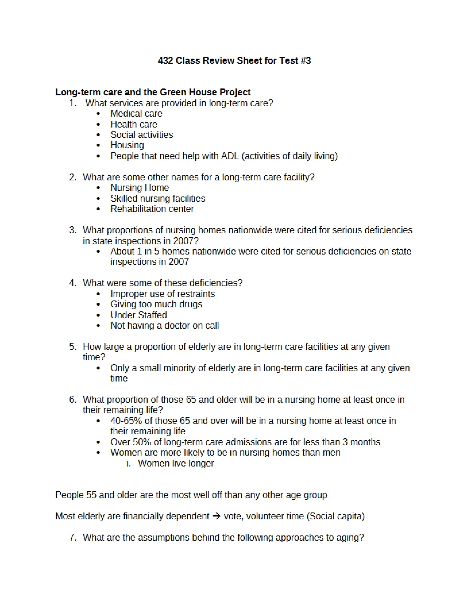 Review Sheet for Class