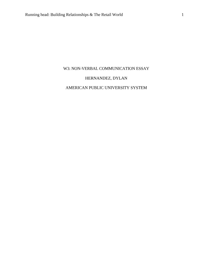 Essay on Non-Verbal Communication