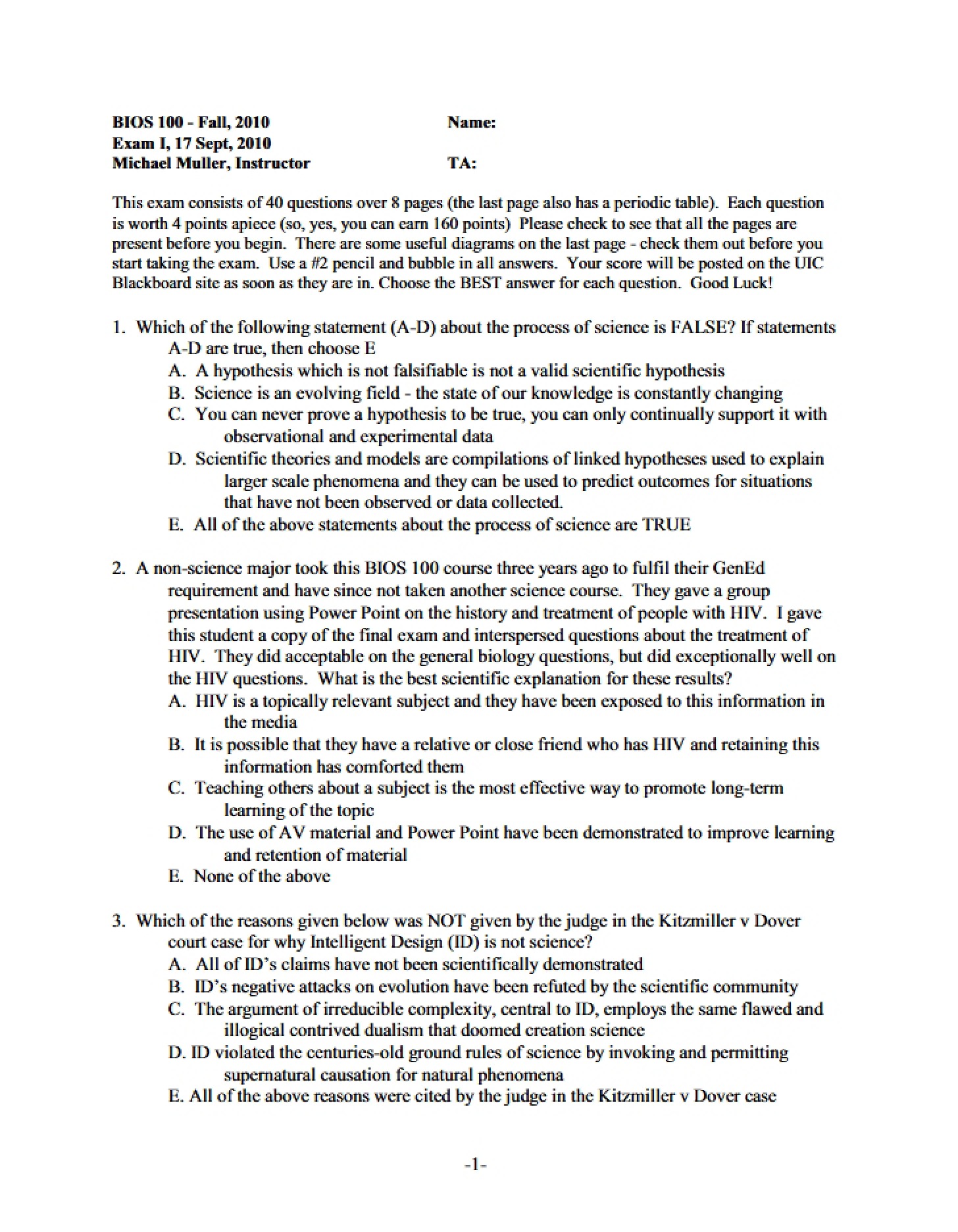 Assessment I