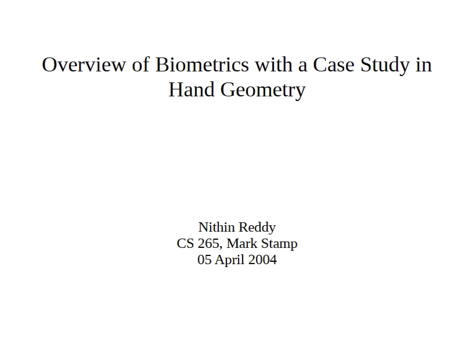 Biometrics Overview