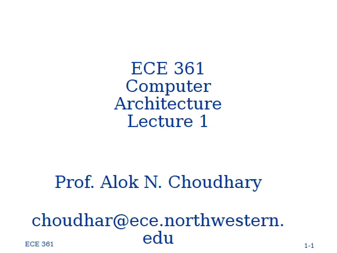 Lecture 1 Computer Architecture