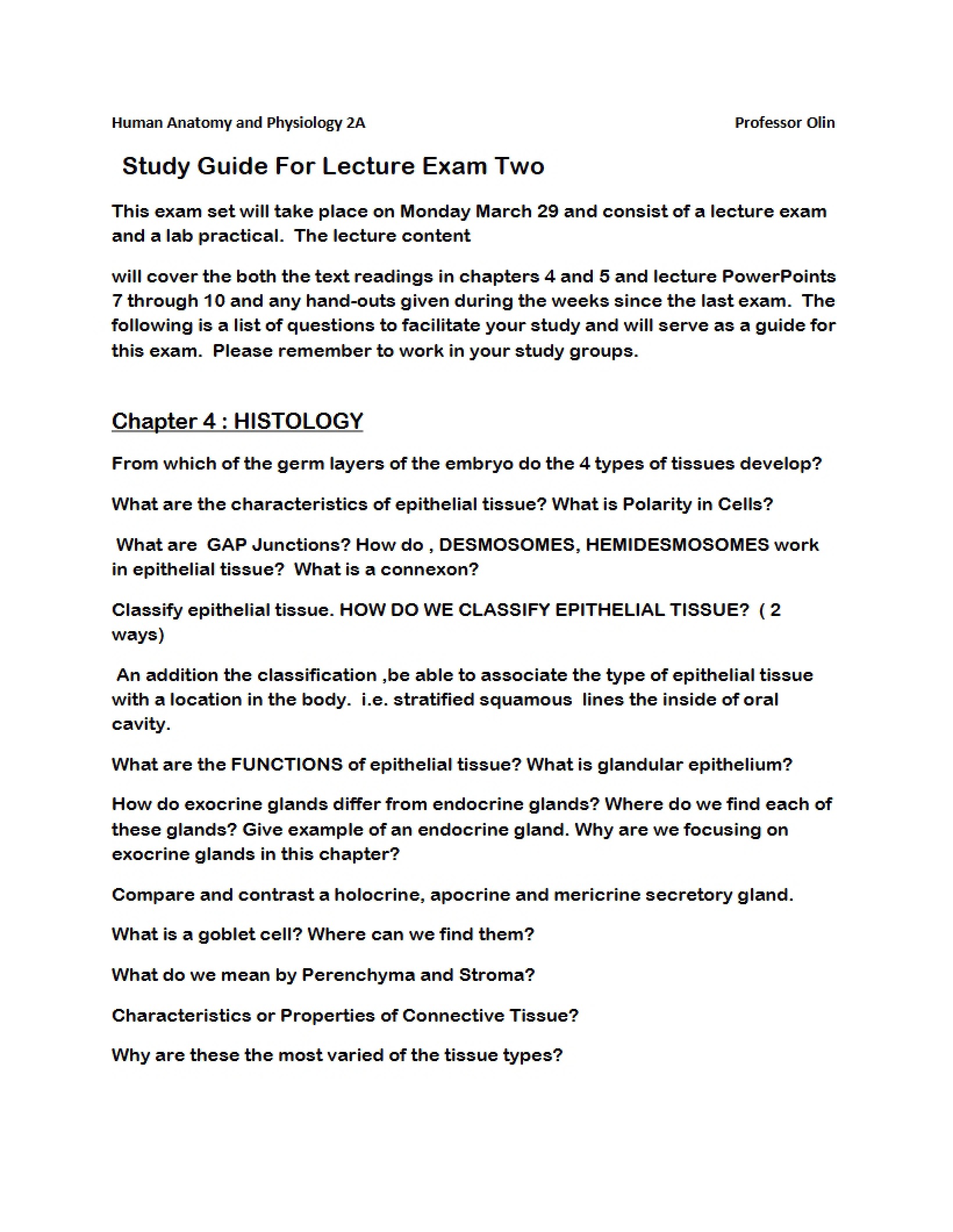 Guide for Anatomy I Course