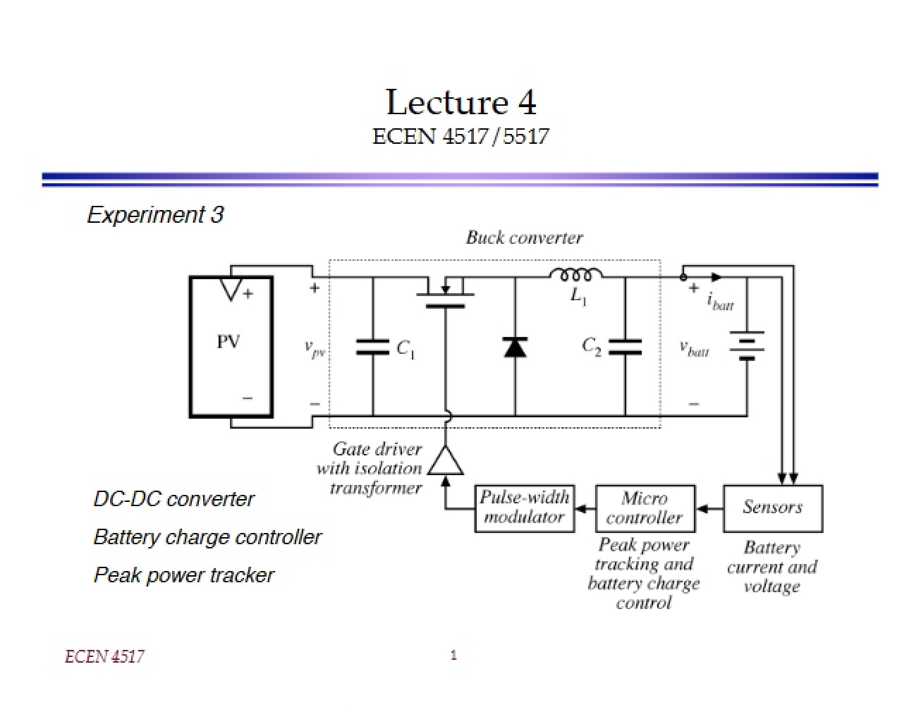 Fourth Lecture for Power Electronics and PV Systems