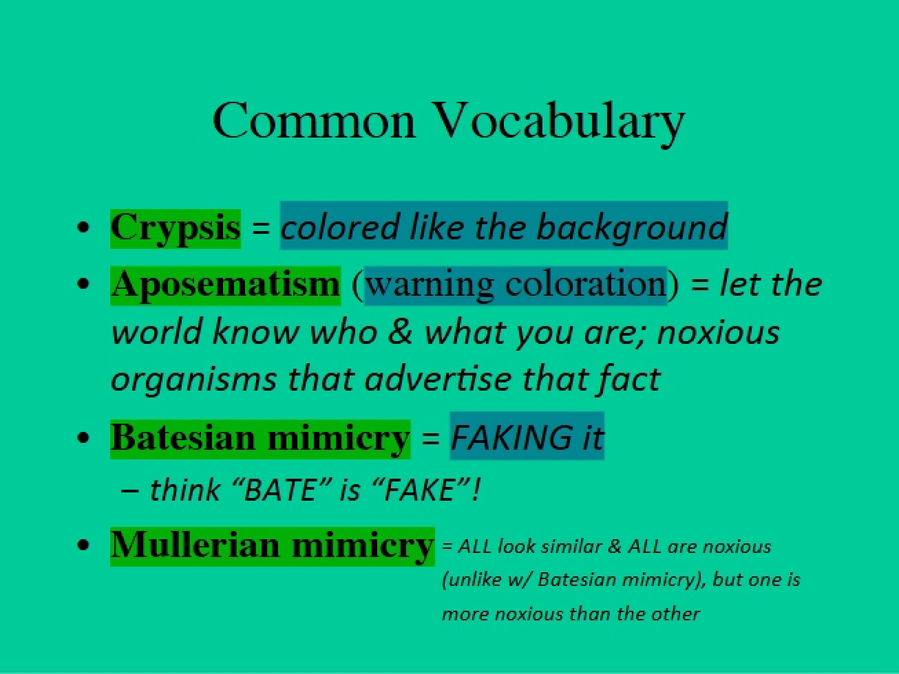 Common Vocabulary