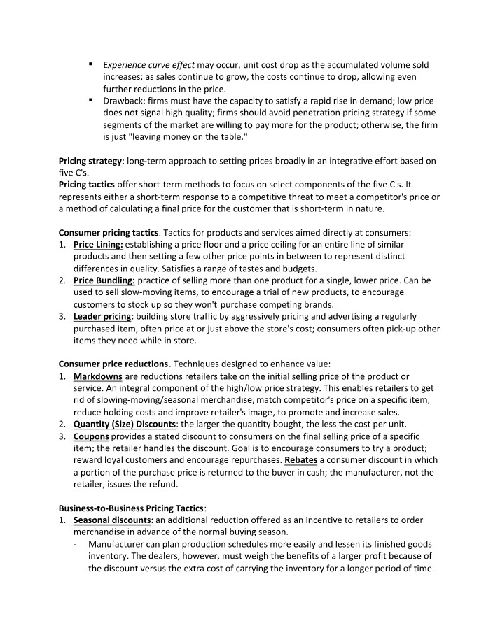Pricing Strategies and Tactics in BU352
