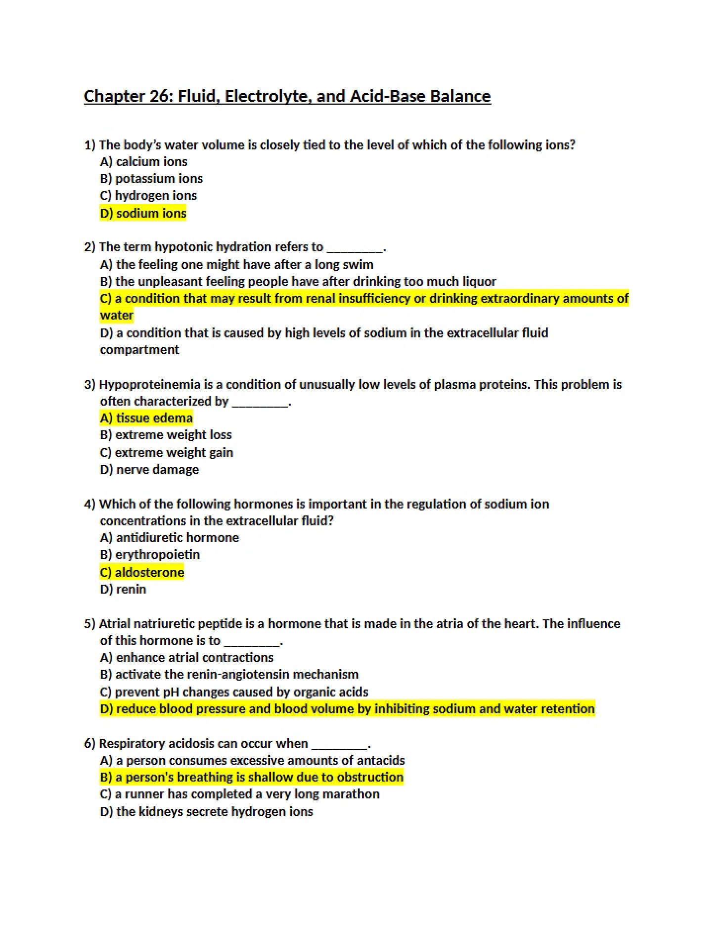 Acid-Base, Electrolyte, and Fluid Balance