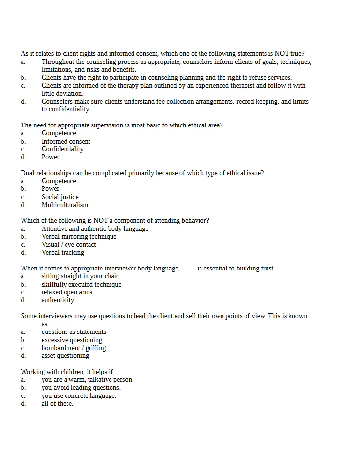Test 2 Student Study Guide