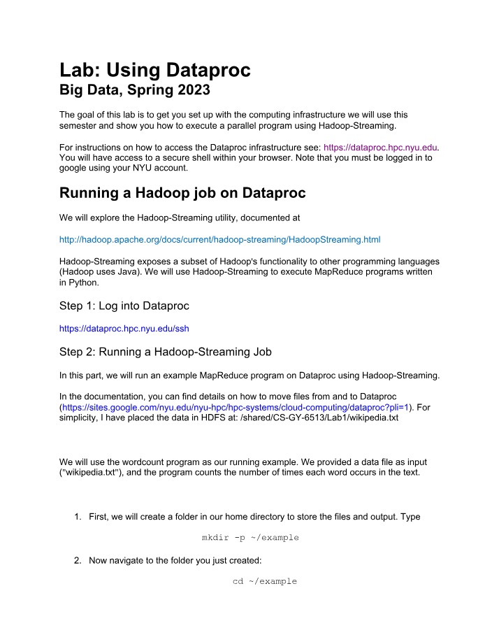 Lab - Using Dataproc for Hadoop-Streaming MapReduce Programs