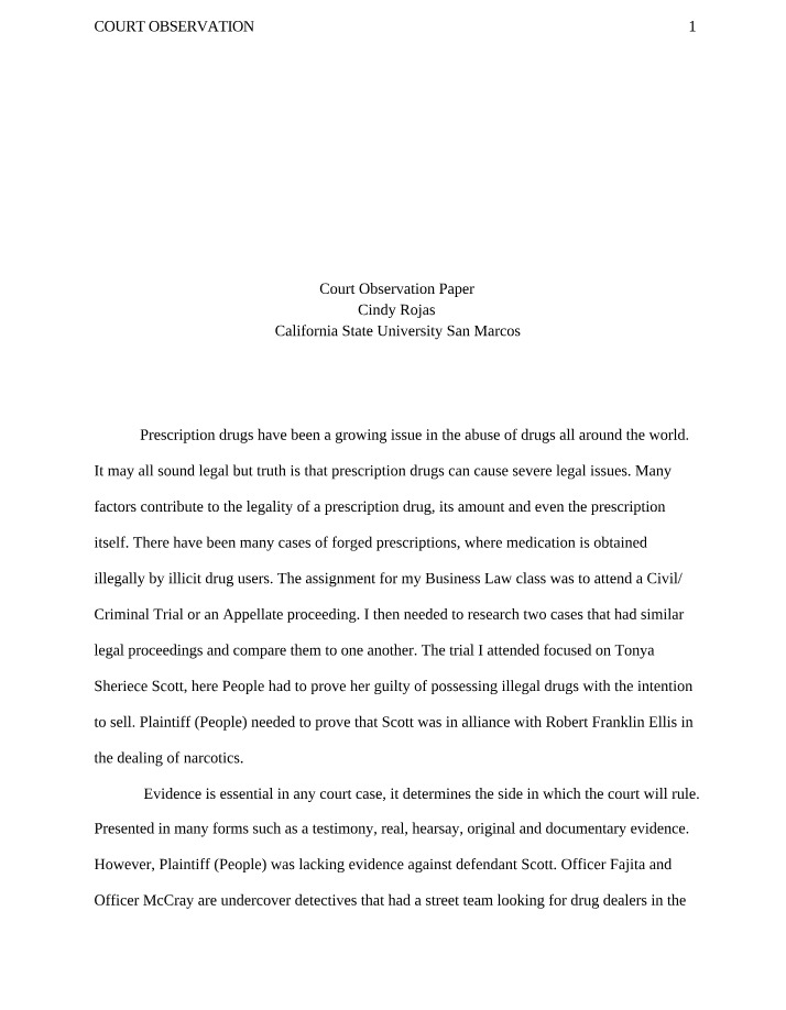 Paper on Court Observation