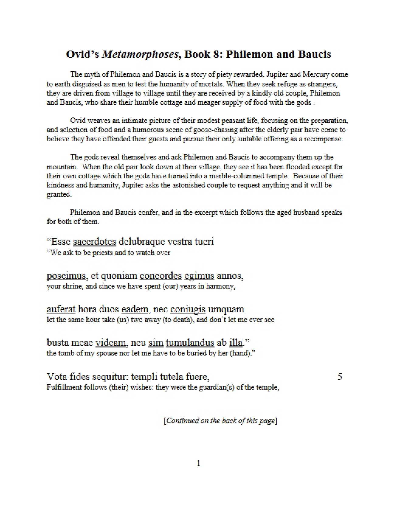 Story of Philemon and Baucis