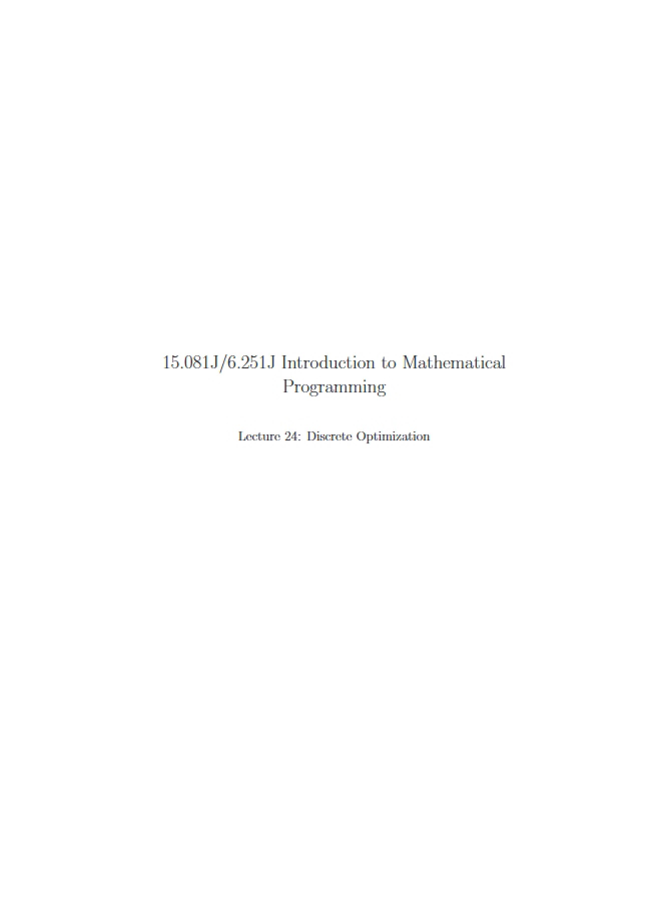 Optimization: Discrete