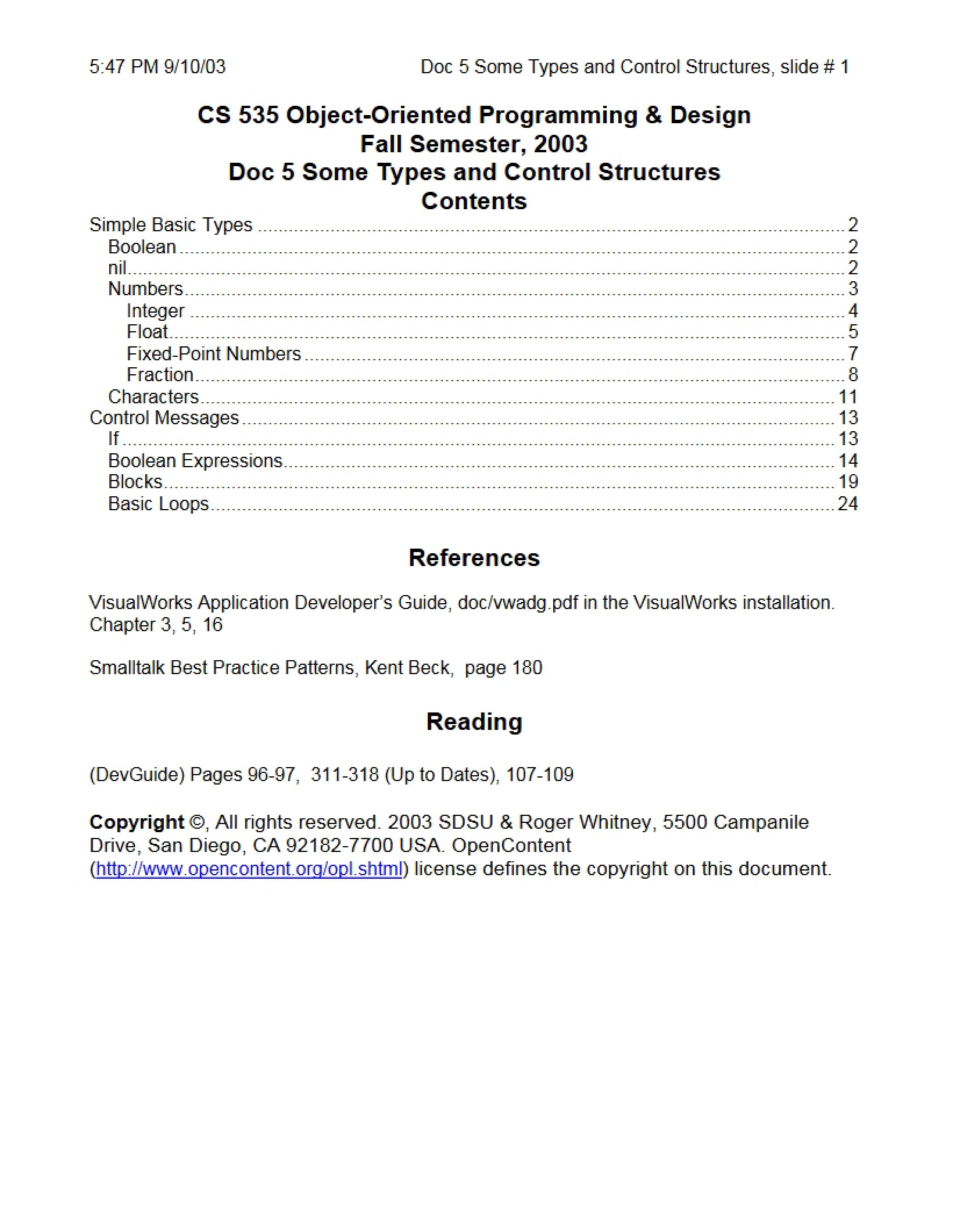 Control Structures and Types