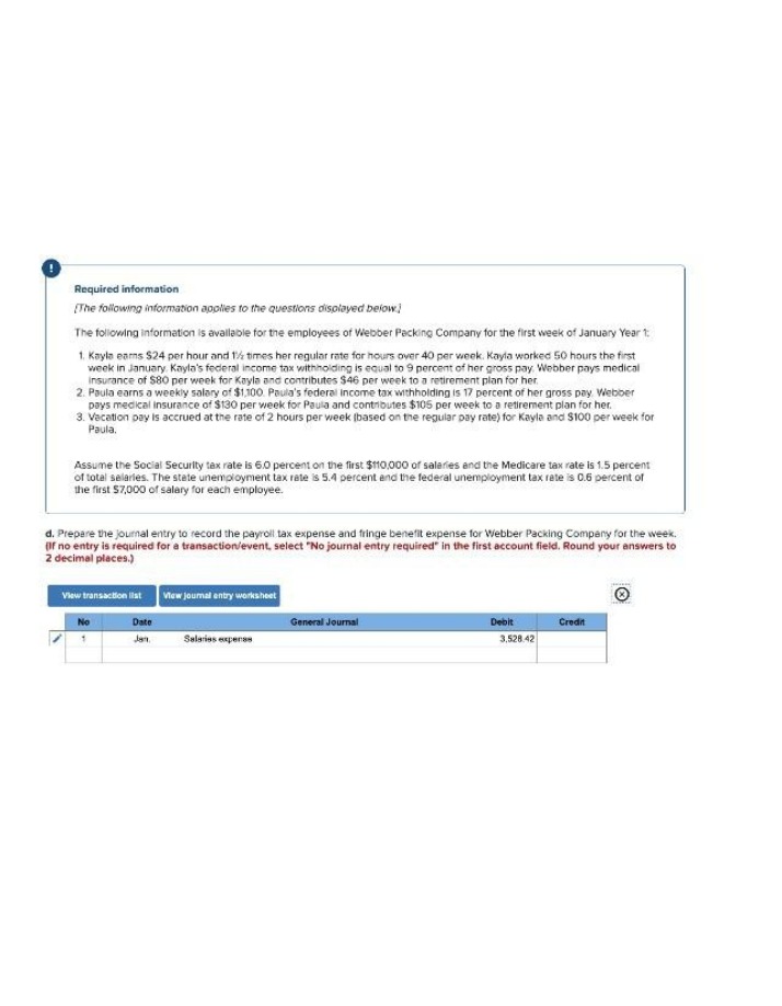 Payroll Tax and Fringe Benefit Calculations for Webber