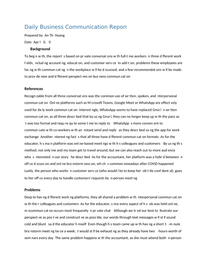 Daily Report on Business Communication