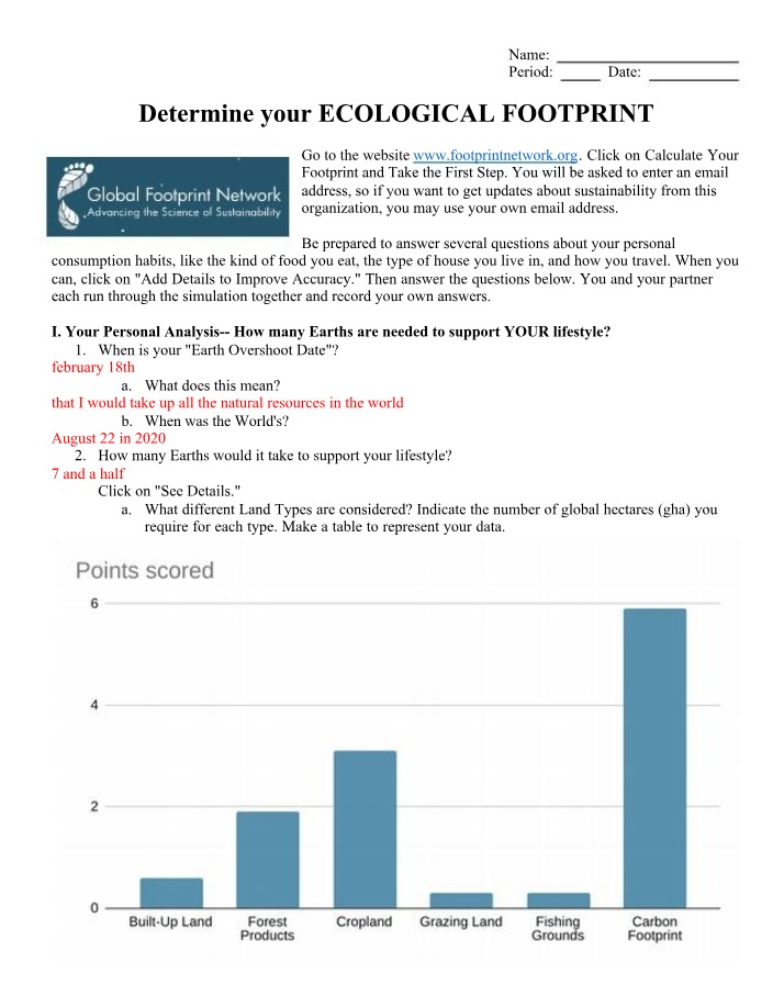 Your EcoFootprint - Determining