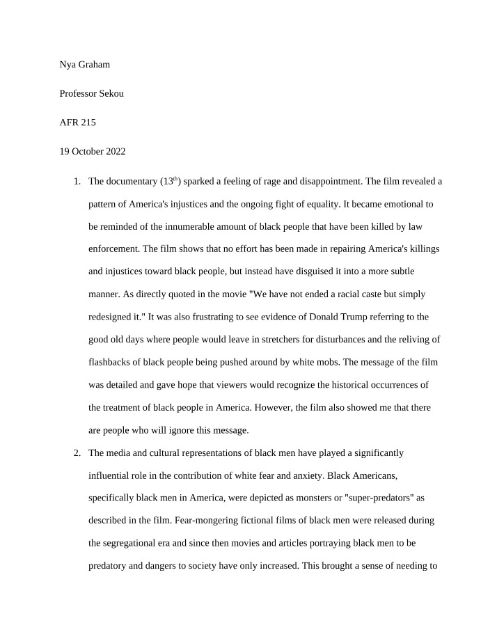 Analysis of The 13th Documentary