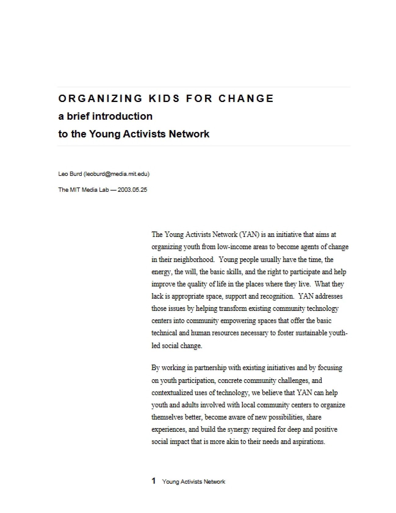Change Organization for Kids