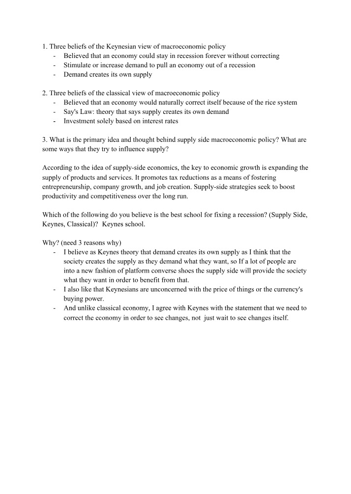 Fixing a Recession - The Keynesian View