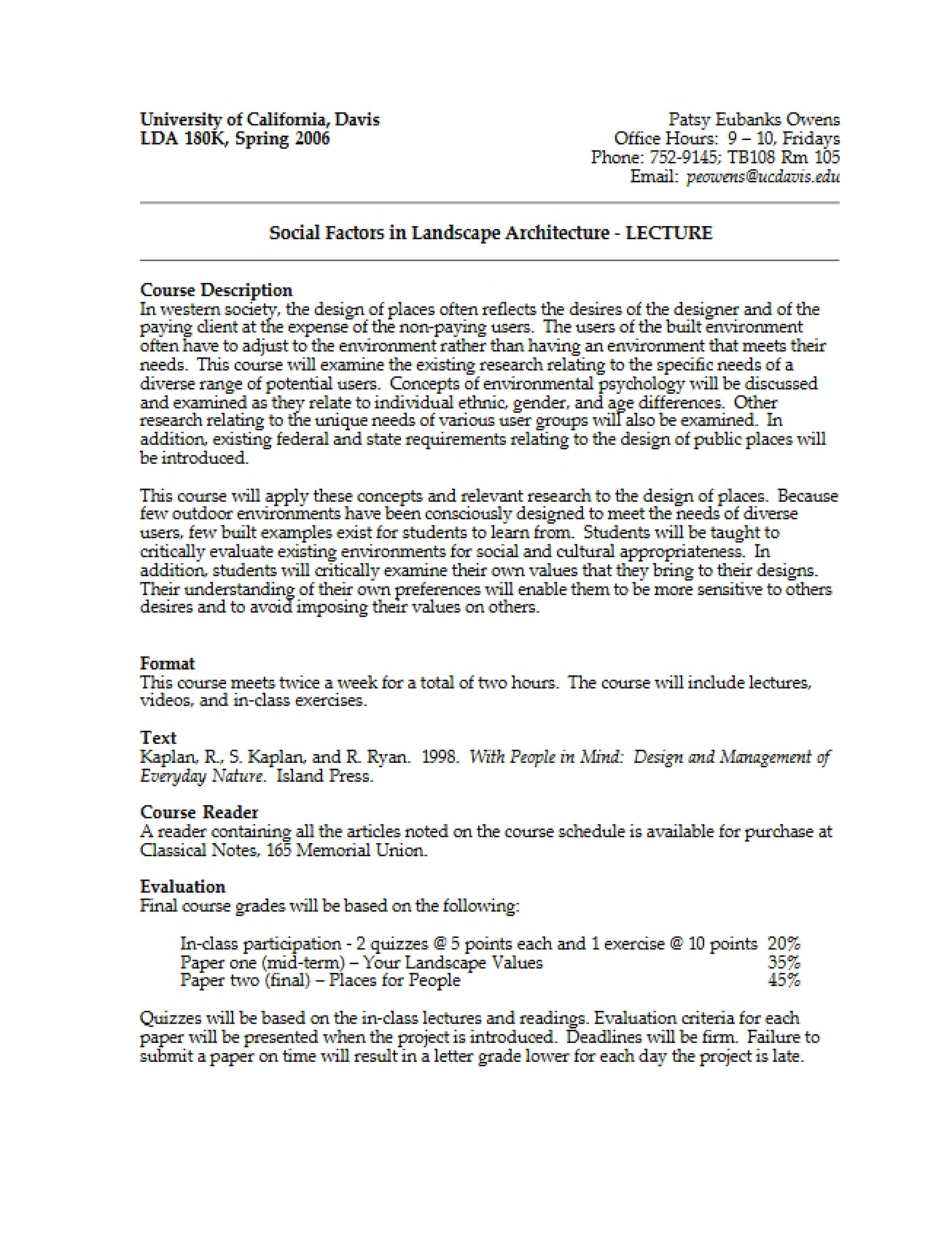 Course Outline for LDK 180k