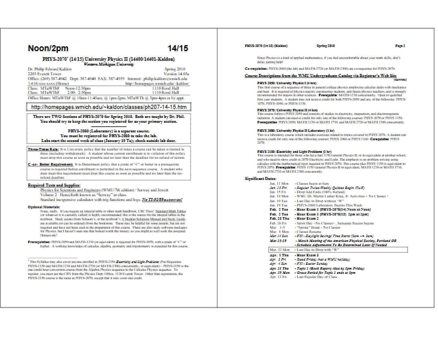 Class Syllabus