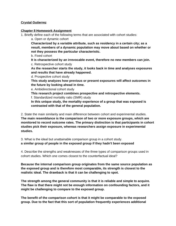 Homework Assignment for Chapter 8