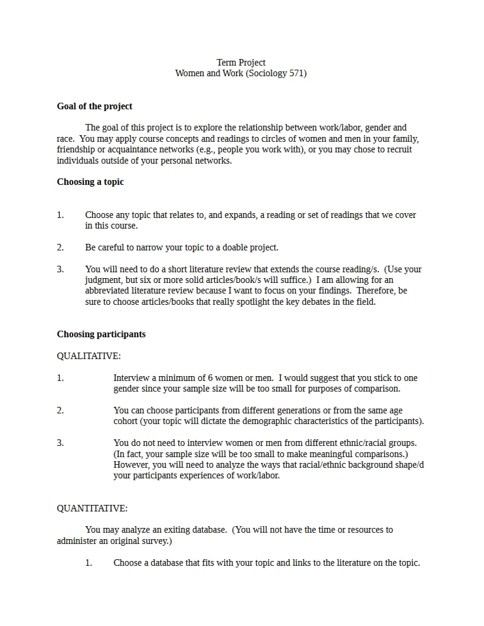 Gender and Labor Term Project