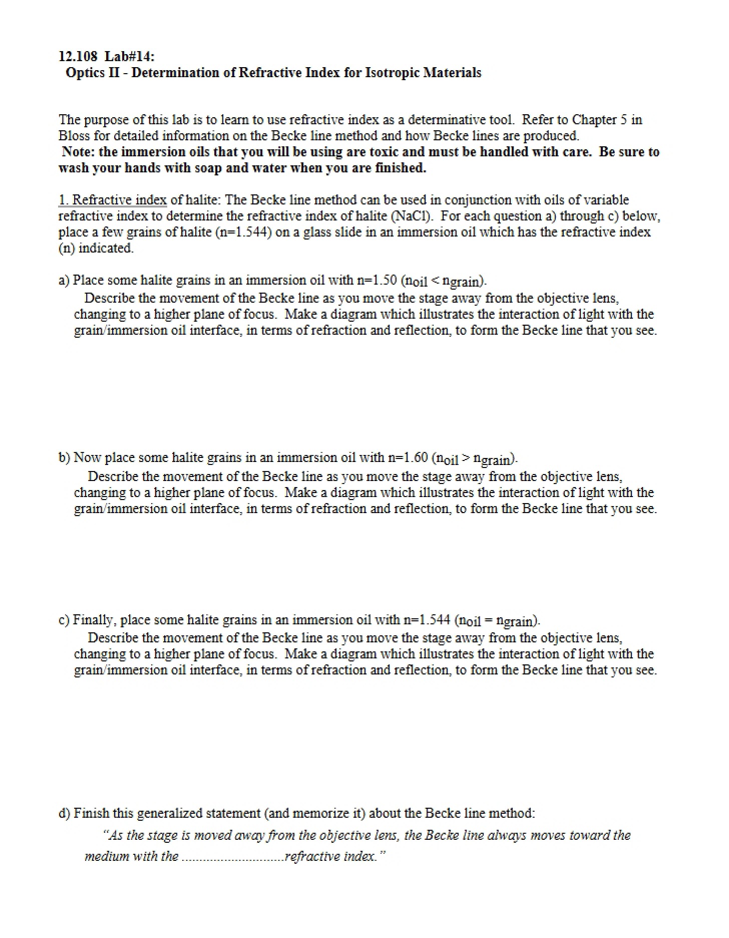 Isotropic Materials Refractive Index Determination