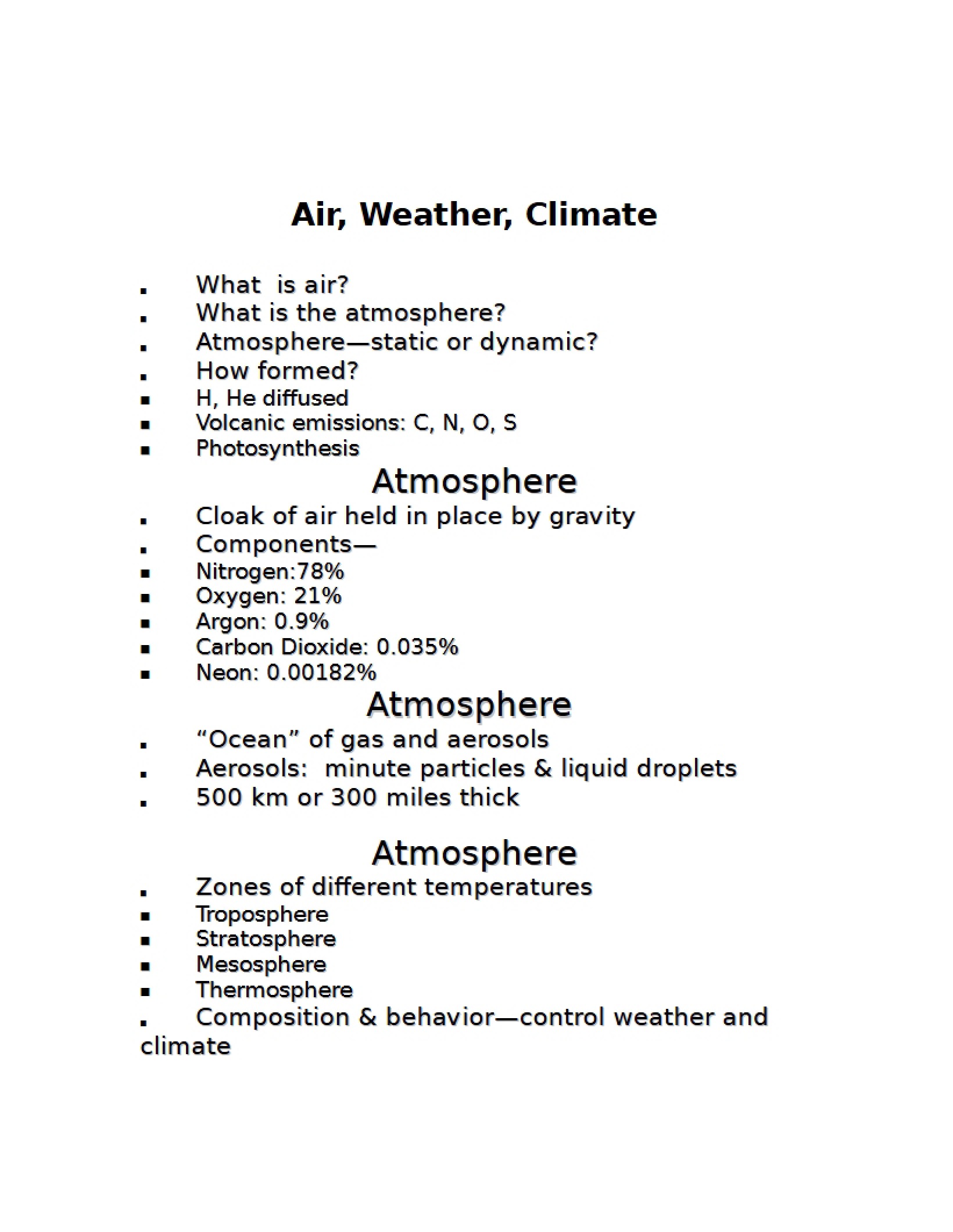 Climate, Weather, and Air