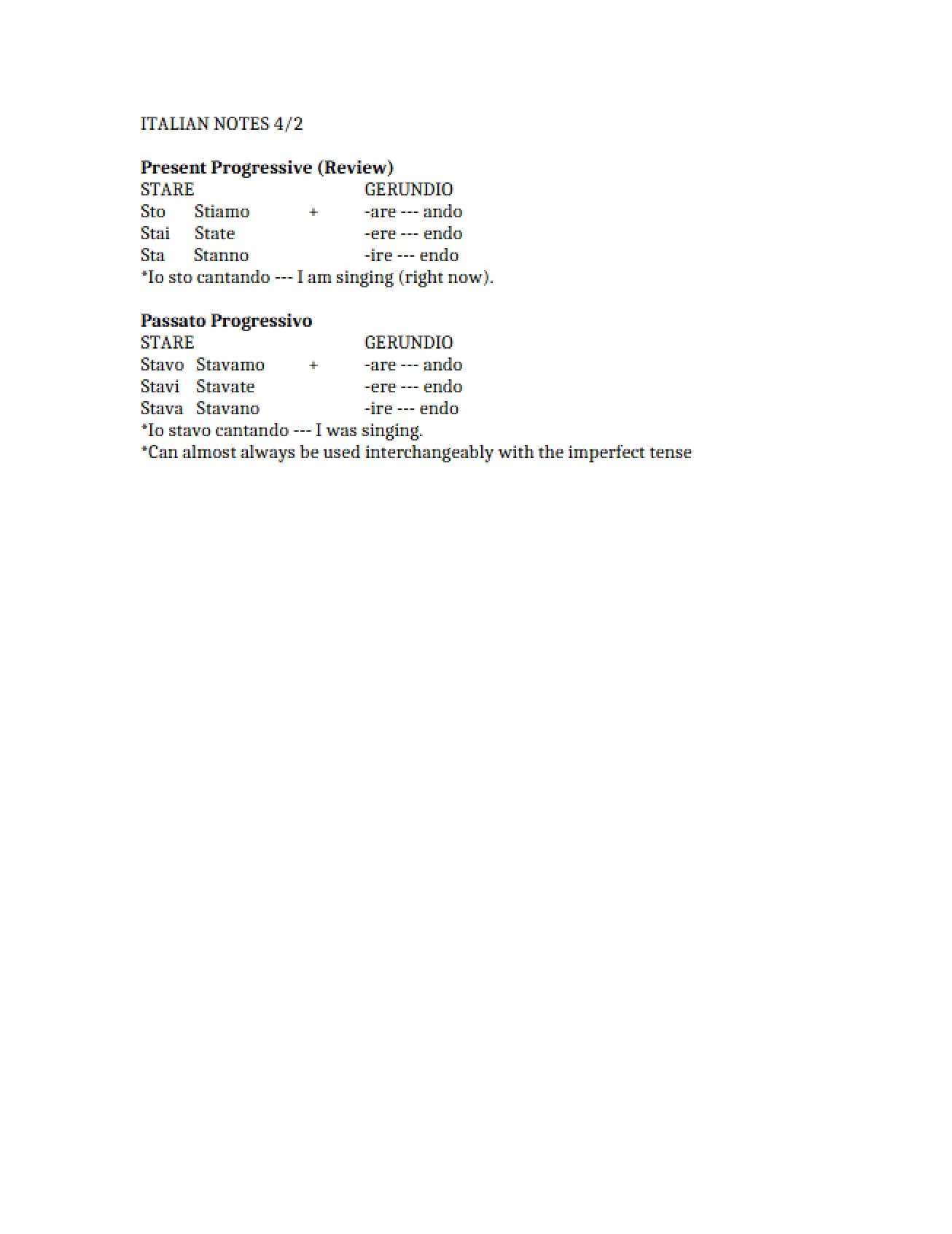 Notes Italian (Apr 2)