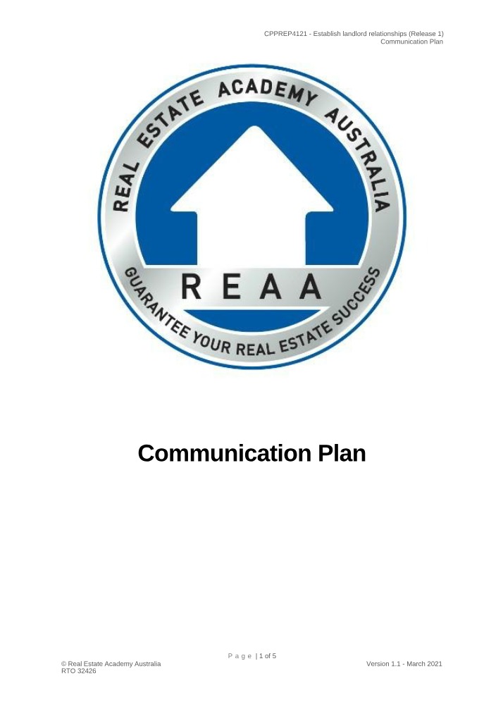 Communication Plan Landlord Final